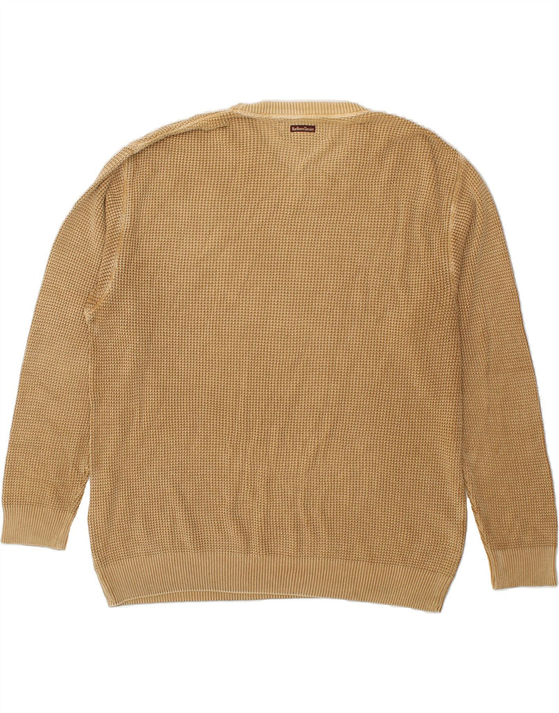 MARLBORO CLASSICS Mens V-Neck Jumper Sweater XL Beige Cotton Vintage Marlboro Classics and Second-Hand Marlboro Classics from Messina Hembry 