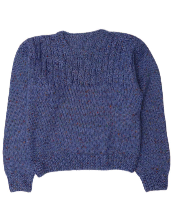 Vintage Womens Boat Neck Jumper Sweater UK 14 Medium Blue Flecked