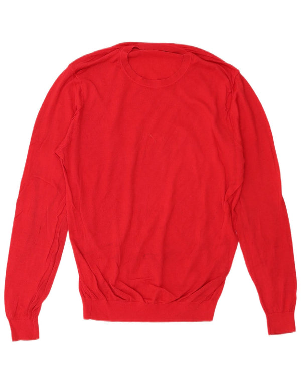 Zara Mens Crew Neck Jumper Sweater Large Red Cotton