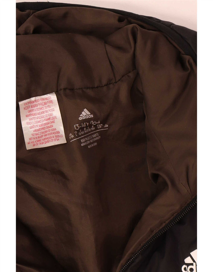 Adidas Boys Hooded Padded Jacket 13-14 Years Khaki Colourblock Polyester