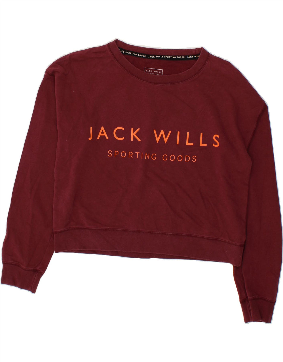 JACK WILLS Womens Oversized Graphic Sweatshirt Jumper UK 10 Small Burgundy Vintage Jack Wills and Second-Hand Jack Wills from Messina Hembry 