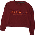 JACK WILLS Womens Oversized Graphic Sweatshirt Jumper UK 10 Small Burgundy Vintage Jack Wills and Second-Hand Jack Wills from Messina Hembry 