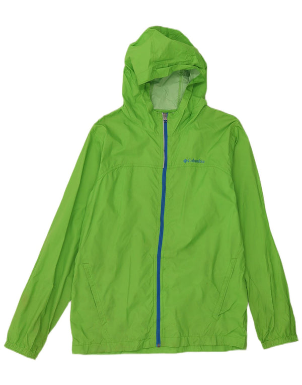 Columbia Boys Hooded Rain Jacket 15-16 Years XL Green Nylon