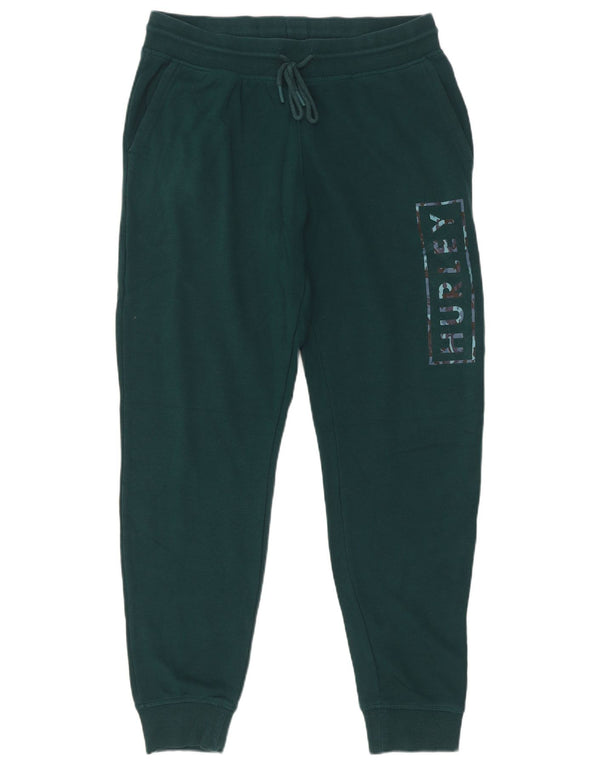 Hurley Mens Graphic Tracksuit Trousers Joggers Medium Green Cotton