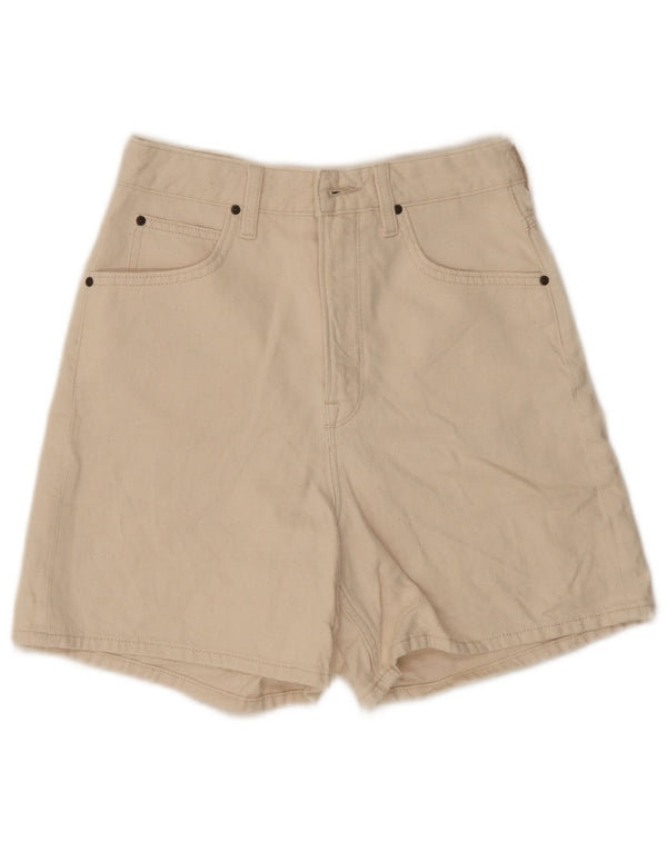 Lee Womens Stella High Waist Denim Shorts W26 Small Off White Cotton