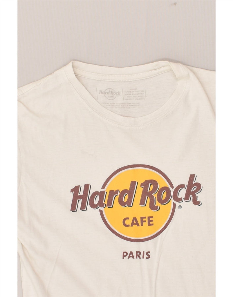 HARD ROCK CAFE Womens Paris Graphic T-Shirt Top UK 10 Small White Cotton | Vintage Hard Rock Cafe | Thrift | Second-Hand Hard Rock Cafe | Used Clothing | Messina Hembry 