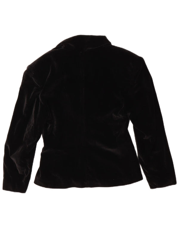Vintage Womens Double Breasted Velvet Blazer Jacket UK 10 Small Black