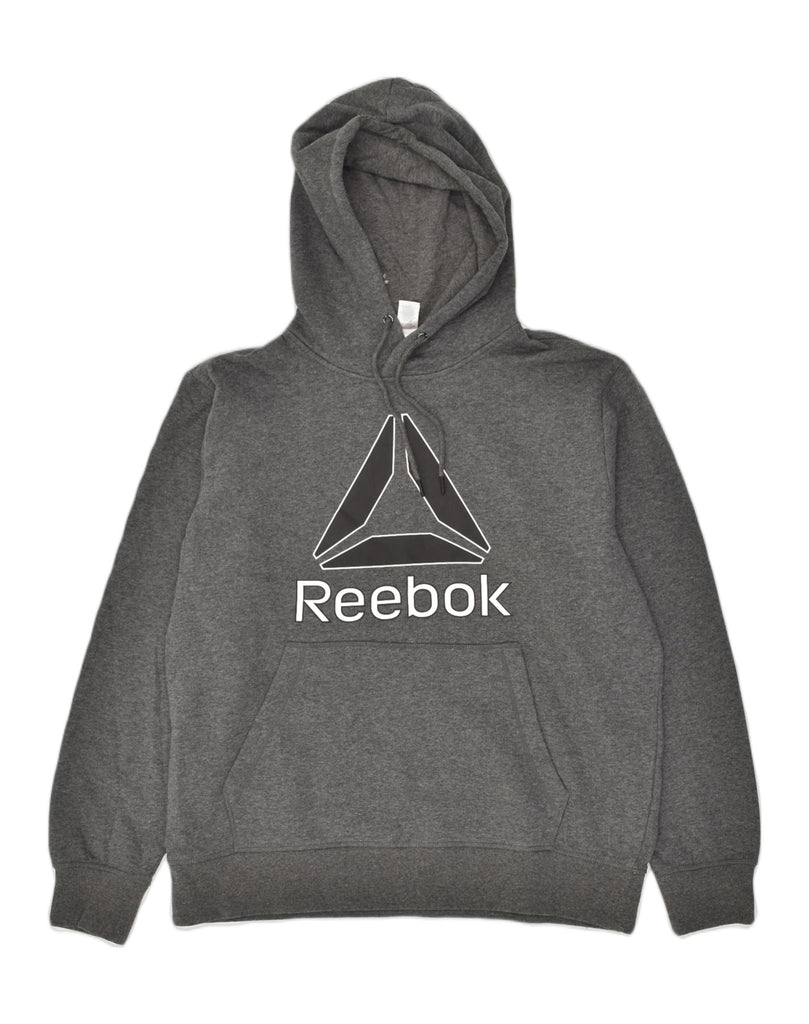 REEBOK Mens Graphic Hoodie Jumper Large Grey Cotton | Vintage Reebok | Thrift | Second-Hand Reebok | Used Clothing | Messina Hembry 