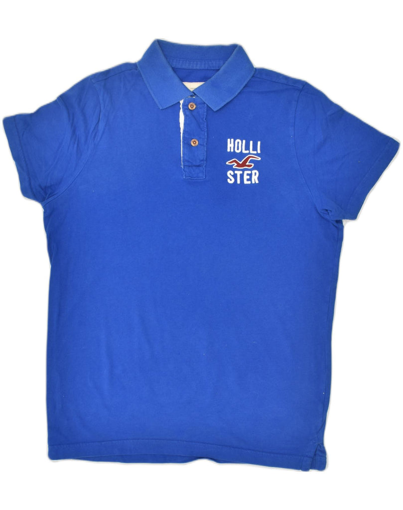 HOLLISTER Womens Graphic Polo Shirt UK 18 XL Blue Cotton | Vintage Hollister | Thrift | Second-Hand Hollister | Used Clothing | Messina Hembry 