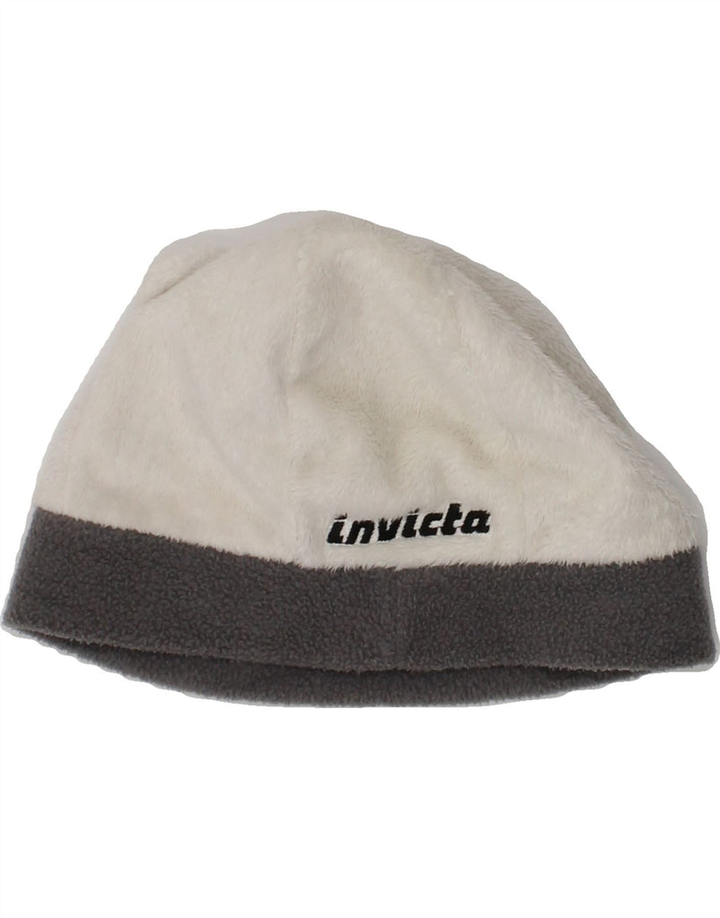 INVICTA Boys Fleece Beanie Hat 10-11 Years Off White Colourblock Polyester | Vintage Invicta | Thrift | Second-Hand Invicta | Used Clothing | Messina Hembry 