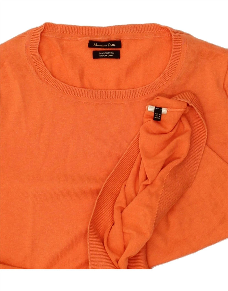 MASSIMO DUTTI Womens Crew Neck Jumper Sweater UK 14 Medium Orange Silk | Vintage Massimo Dutti | Thrift | Second-Hand Massimo Dutti | Used Clothing | Messina Hembry 