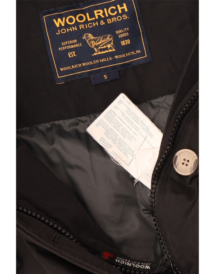 Woolrich Womens Hooded Padded Coat UK 10 Small Black Cotton