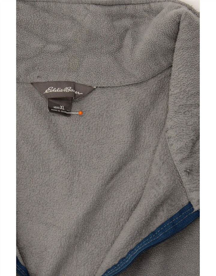 EDDIE BAUER Mens Zip Neck Fleece Jumper XL Grey Polyester Vintage Eddie Bauer and Second-Hand Eddie Bauer from Messina Hembry 
