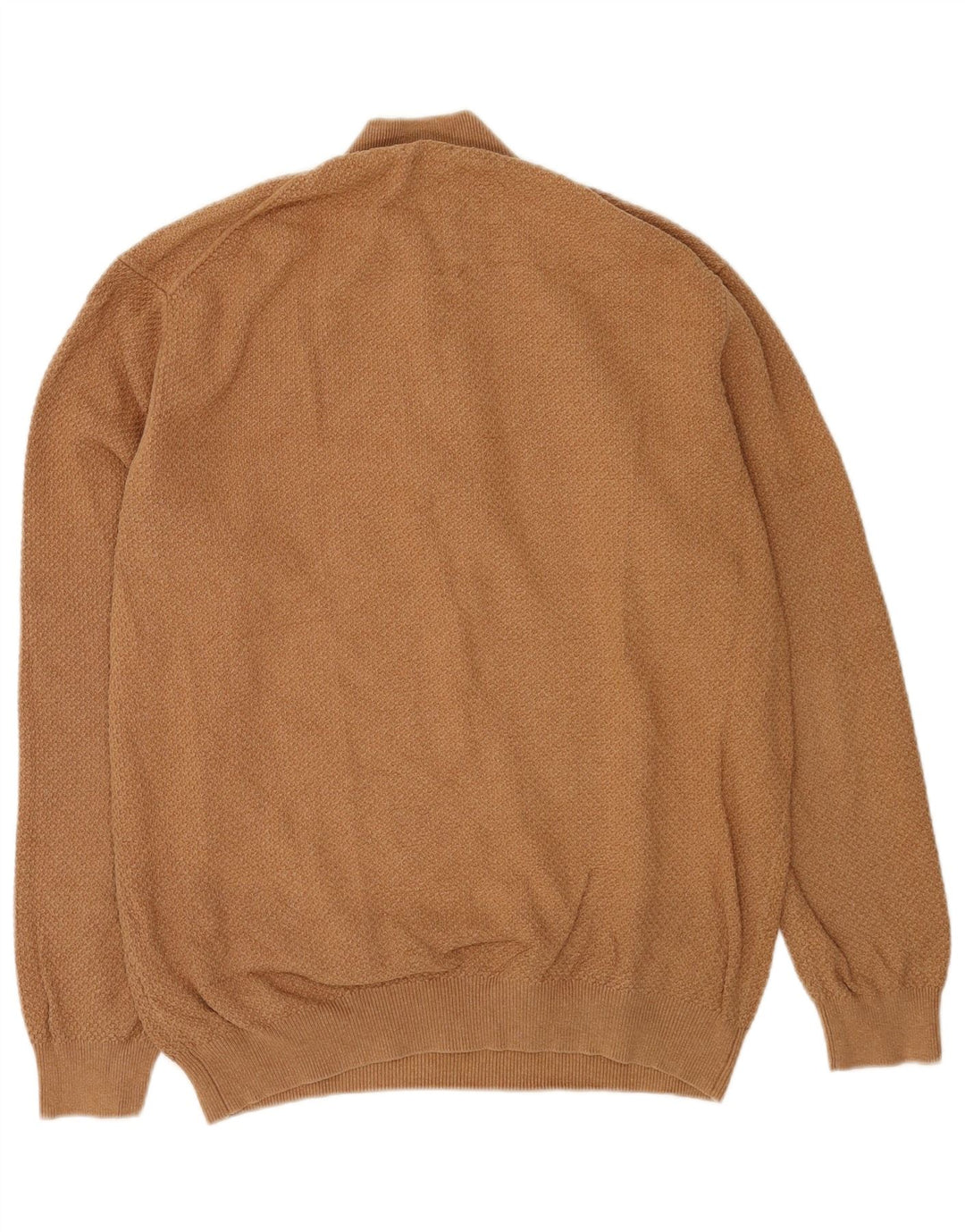 Massimo Dutti Mens Zip Neck Jumper Sweater 2XL Brown Cotton
