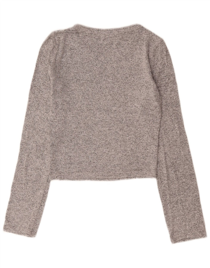 Zara Womens Crop Top Long Sleeve UK 8 Small Grey Viscose