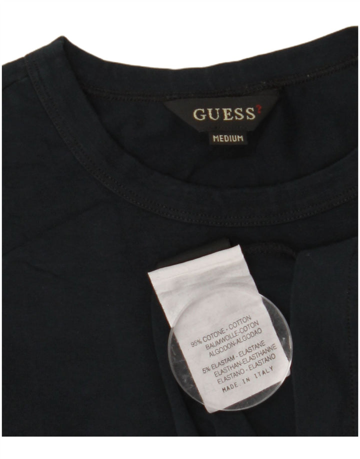 GUESS Womens T-Shirt Top UK 12 Medium Navy Blue Cotton