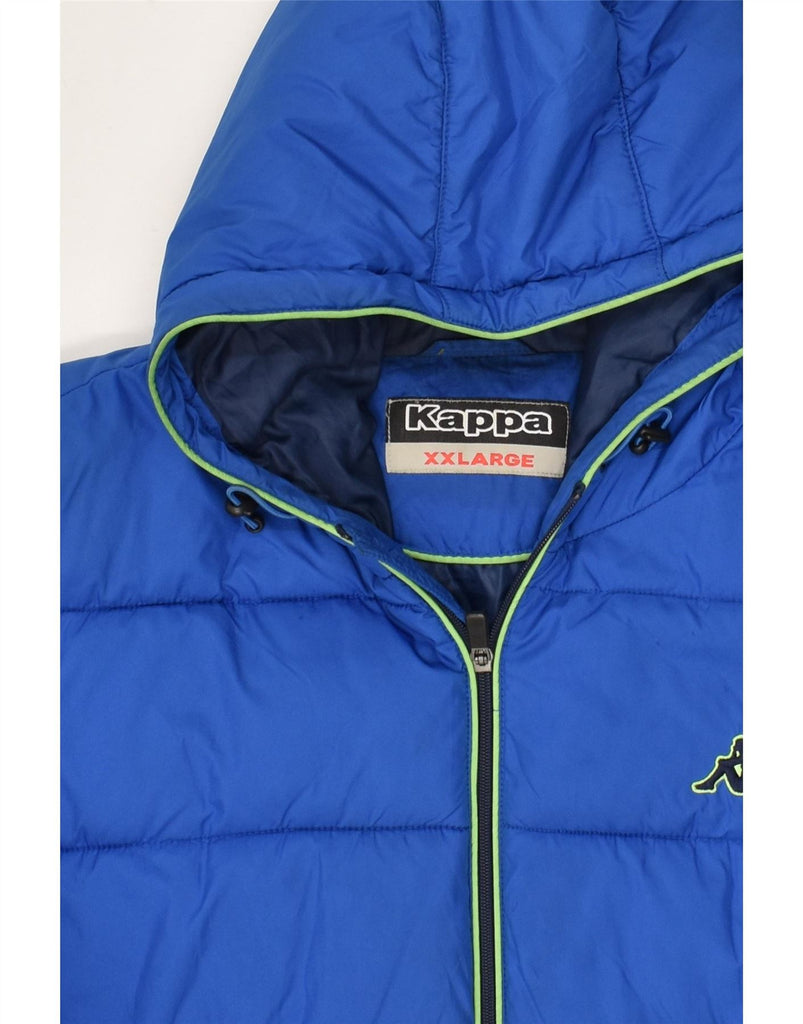 KAPPA Mens Hooded Padded Jacket UK 44 2XL Blue Polyester Vintage Kappa and Second-Hand Kappa from Messina Hembry 