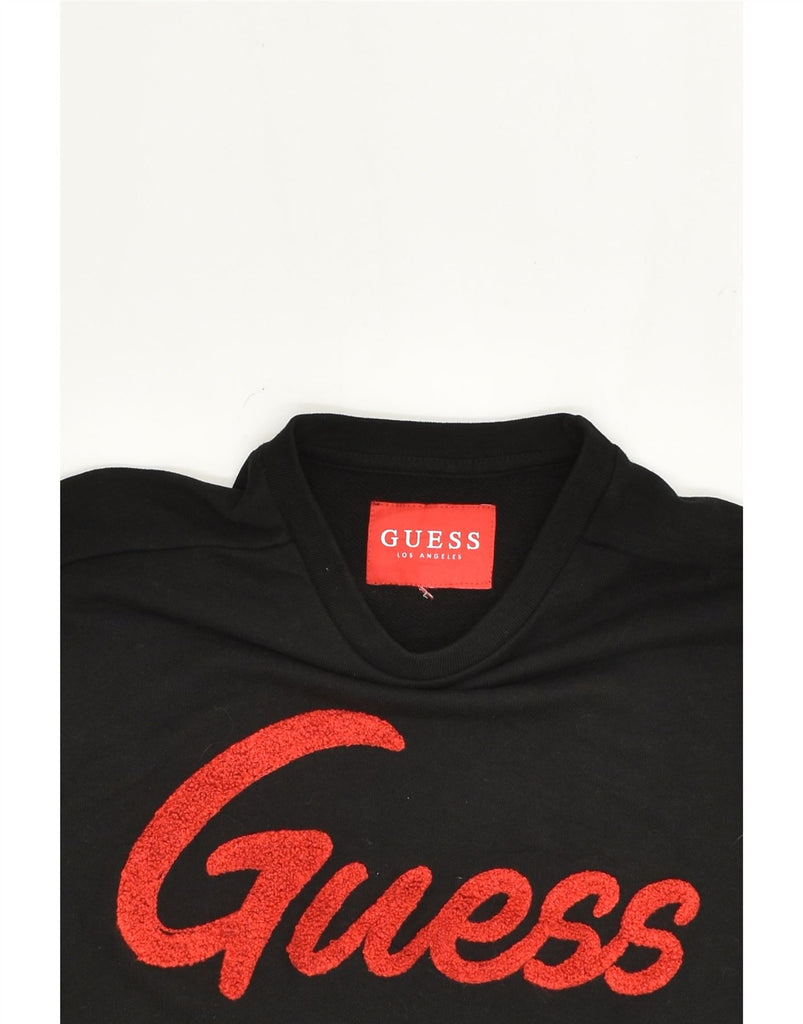 GUESS Womens Graphic Sweatshirt Jumper UK 12 Medium Black Cotton | Vintage Guess | Thrift | Second-Hand Guess | Used Clothing | Messina Hembry 