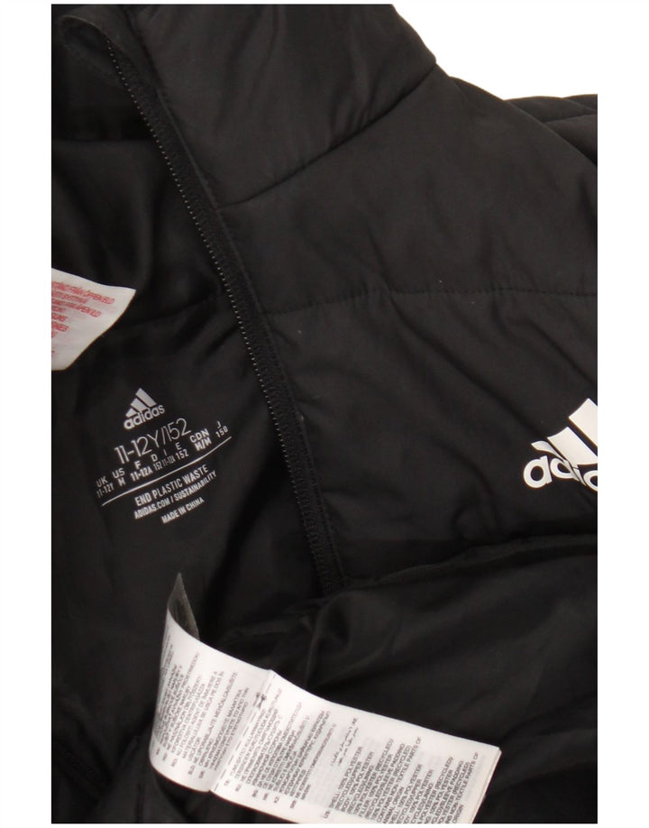 Adidas Boys Hooded Padded Jacket 11-12 Years Black Polyester