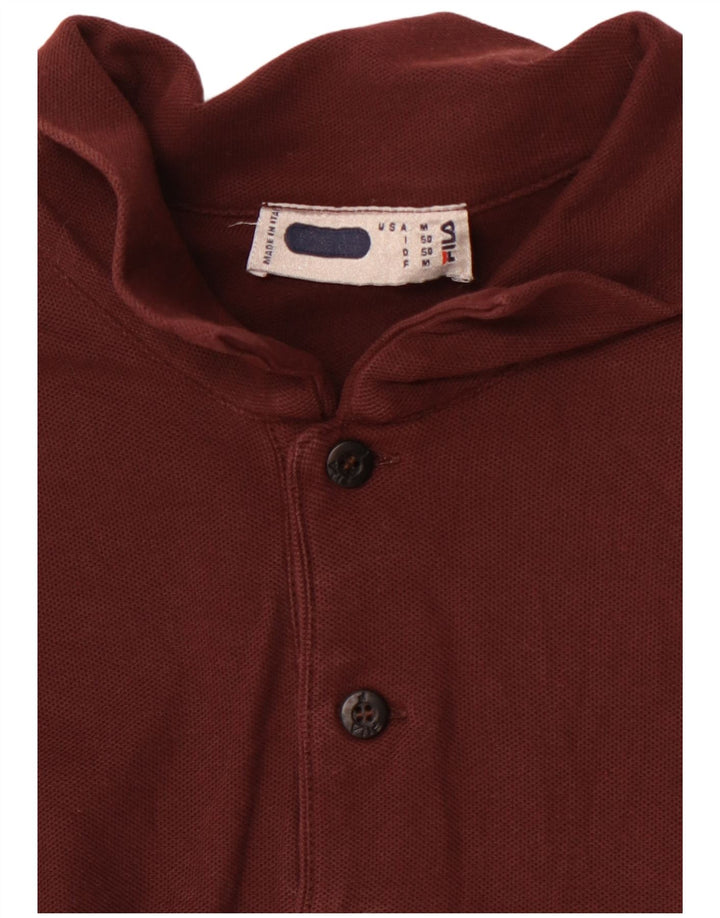 Fila Mens Long Sleeve Polo Shirt Medium Burgundy