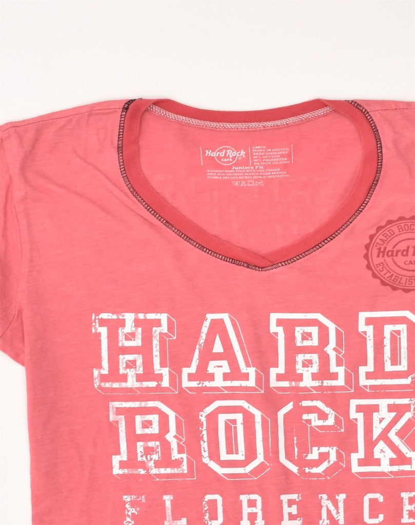 HARD ROCK CAFE Girls Florence Graphic T-Shirt Top 15-16 Years Large Pink | Vintage Hard Rock Cafe | Thrift | Second-Hand Hard Rock Cafe | Used Clothing | Messina Hembry 