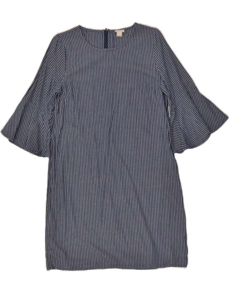 J. CREW Womens 3/4 Sleeve Shift Dress US 6 Medium Navy Blue Pinstripe | Vintage J. Crew | Thrift | Second-Hand J. Crew | Used Clothing | Messina Hembry 