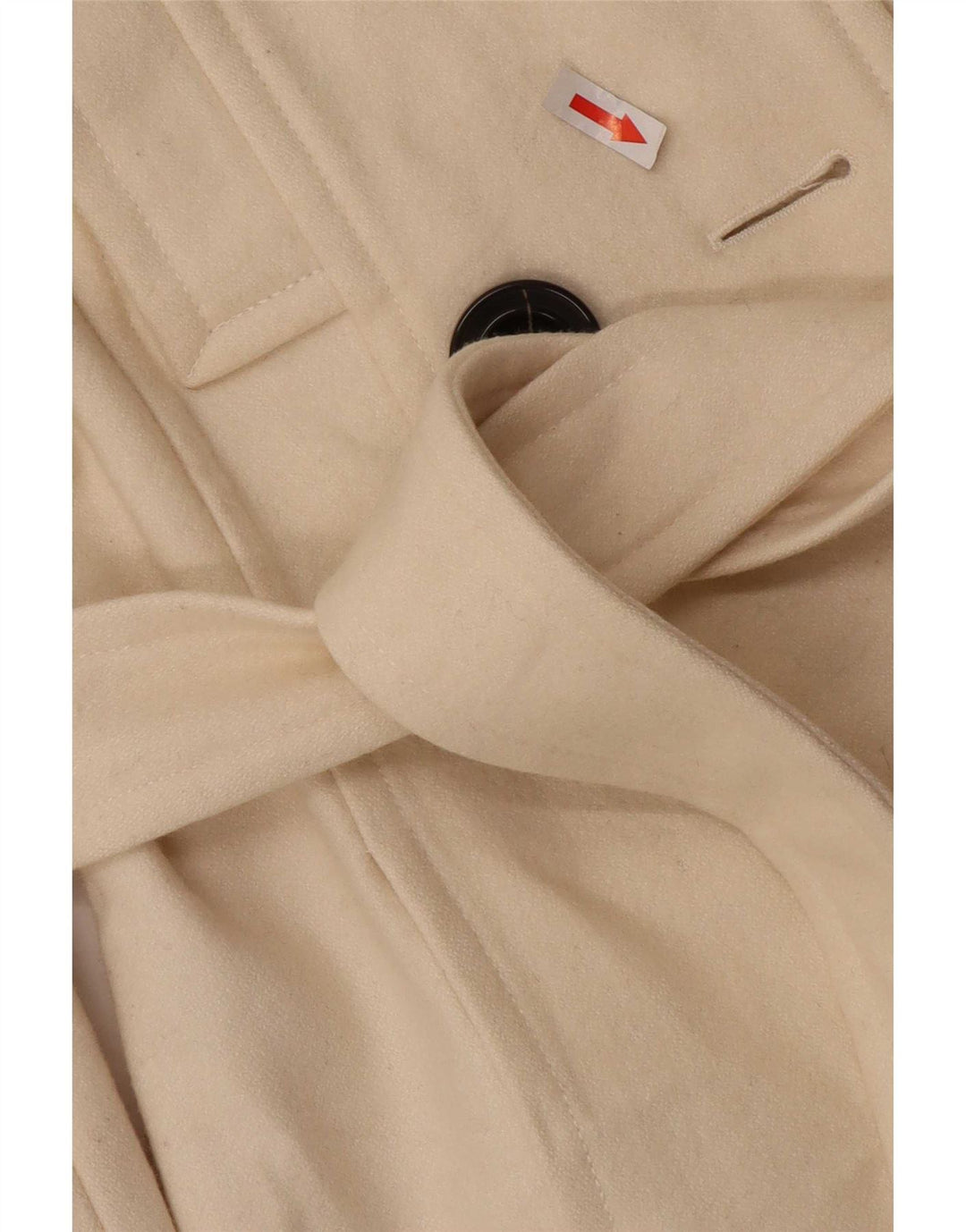 Zara Womens Pea Coat UK 12 Medium Off White Wool