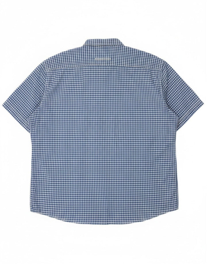 Camel Active Mens Short Sleeve Regular Fit Shirt 2XL Blue Gingham Cotton