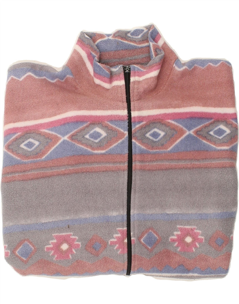 VINTAGE Womens Fleece Jacket UK 16 Large Multicoloured Fair Isle Vintage Vintage and Second-Hand Vintage from Messina Hembry 