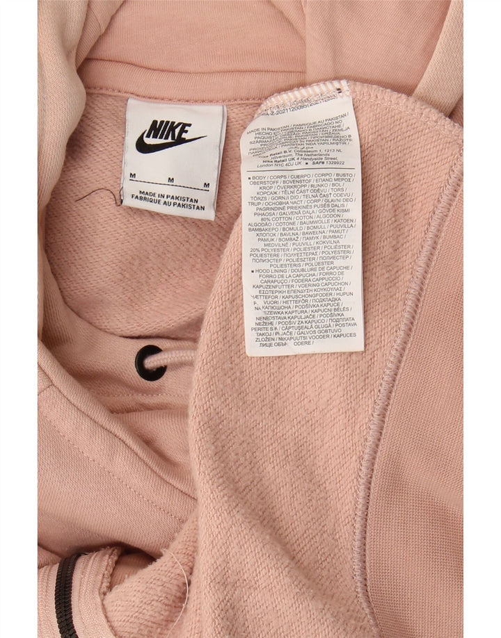 NIKE Womens Zip Hoodie Sweater UK 14 Medium Pink Cotton