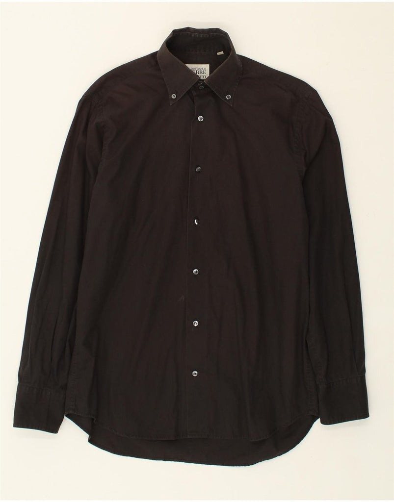 GIANFRANCO FERRE Mens Shirt Size 15 1/2 39 Medium Black Cotton | Vintage Gianfranco Ferre | Thrift | Second-Hand Gianfranco Ferre | Used Clothing | Messina Hembry 