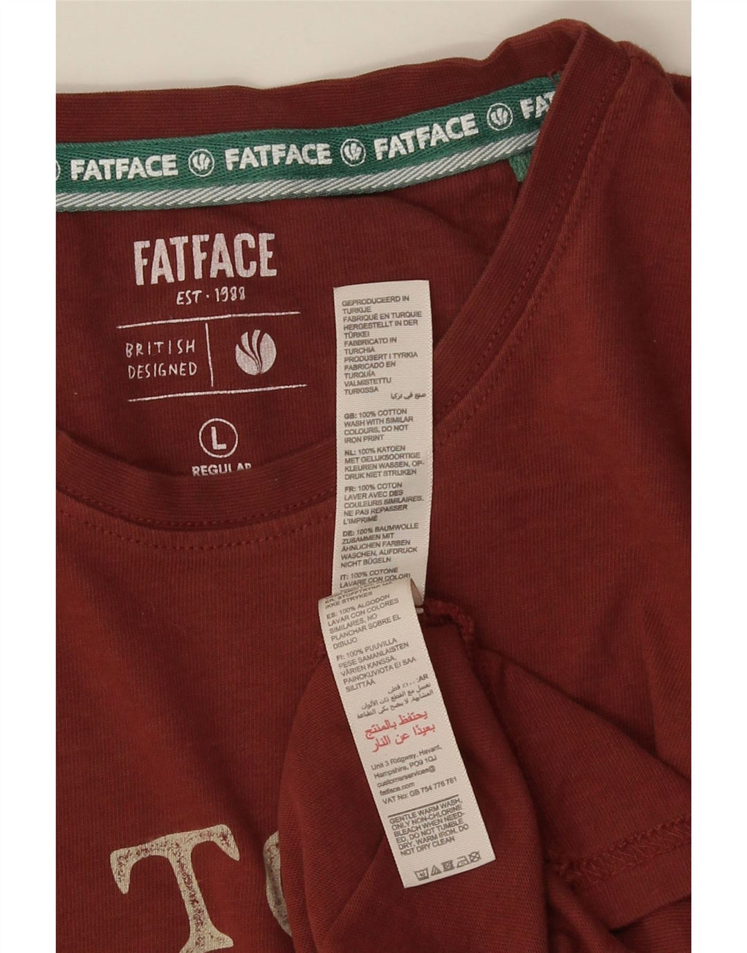 FAT FACE Mens Regular Fit Graphic T-Shirt Top Large Red Cotton