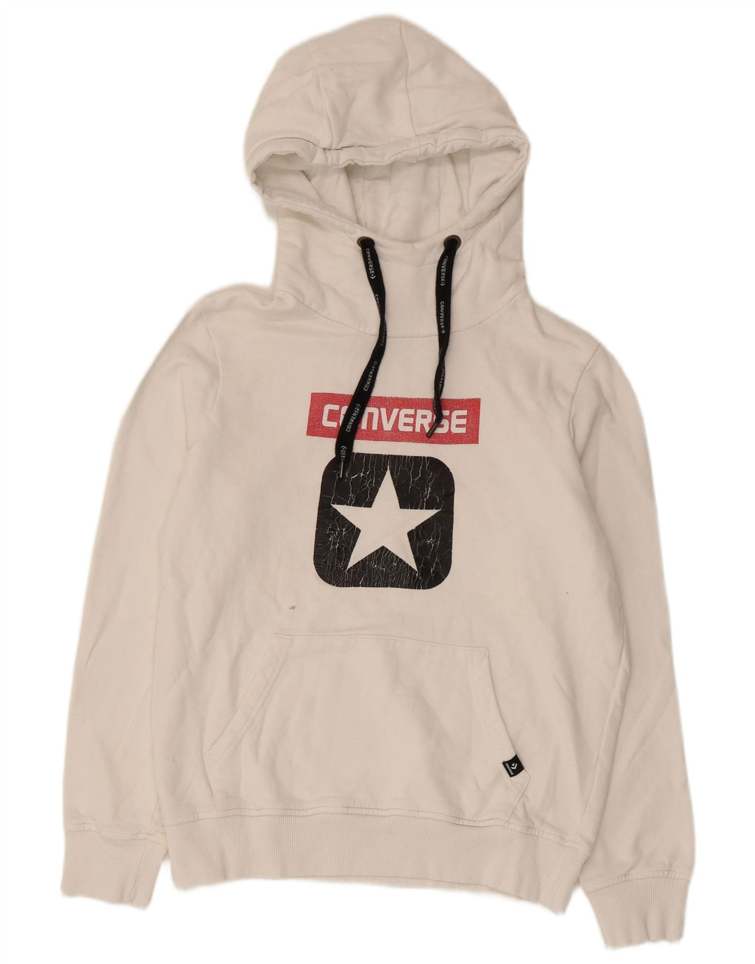 Converse Womens Graphic Hoodie Jumper UK 14 Medium White Cotton
