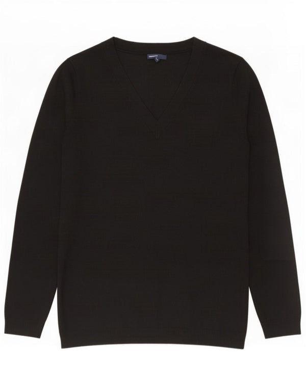 Gap Womens V-Neck Jumper Sweater UK 14 Large Black Polyester
