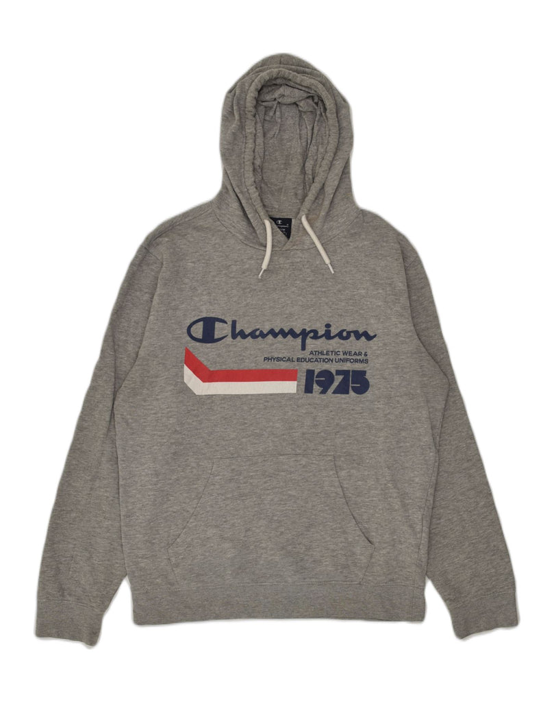 CHAMPION Mens Graphic Hoodie Jumper Medium Grey Cotton | Vintage Champion | Thrift | Second-Hand Champion | Used Clothing | Messina Hembry 