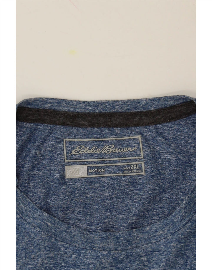 EDDIE BAUER Mens T-Shirt Top 2XL Blue Flecked Polyester Vintage Eddie Bauer and Second-Hand Eddie Bauer from Messina Hembry 