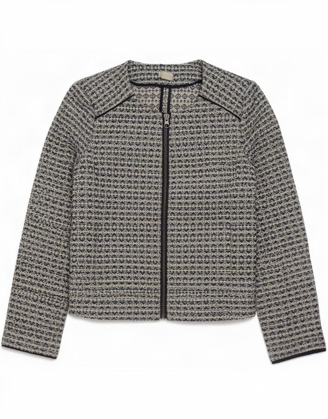 J. Crew Womens Full Zip Blazer Jacket UK 6 XS Grey Geometric Polyester
