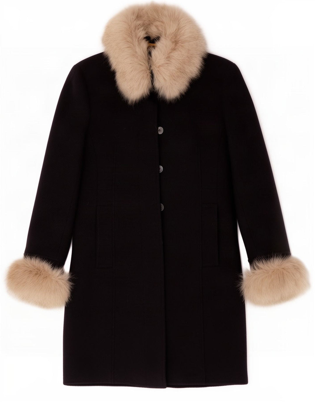 Hobbs Womens Overcoat UK 12 Medium Navy Blue Wool