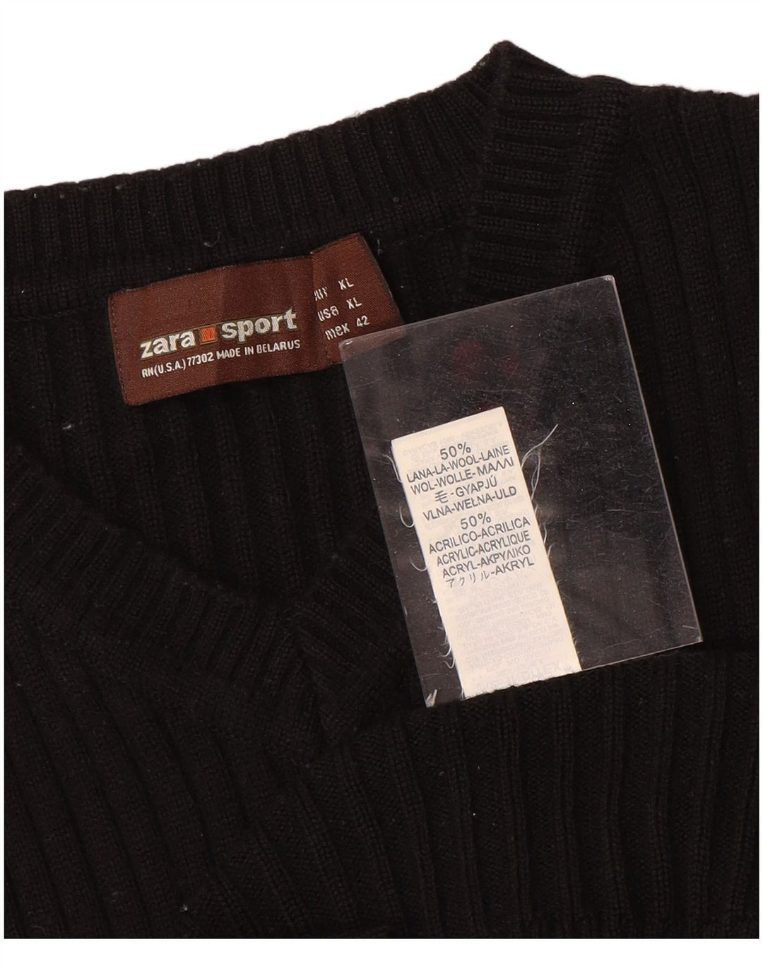 Zara Womens Vest Tank Top UK 18 XL Black Wool