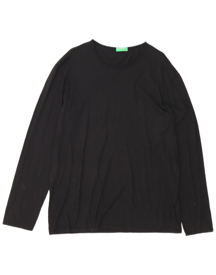 Benetton Mens Top Long Sleeve Large Black Cotton