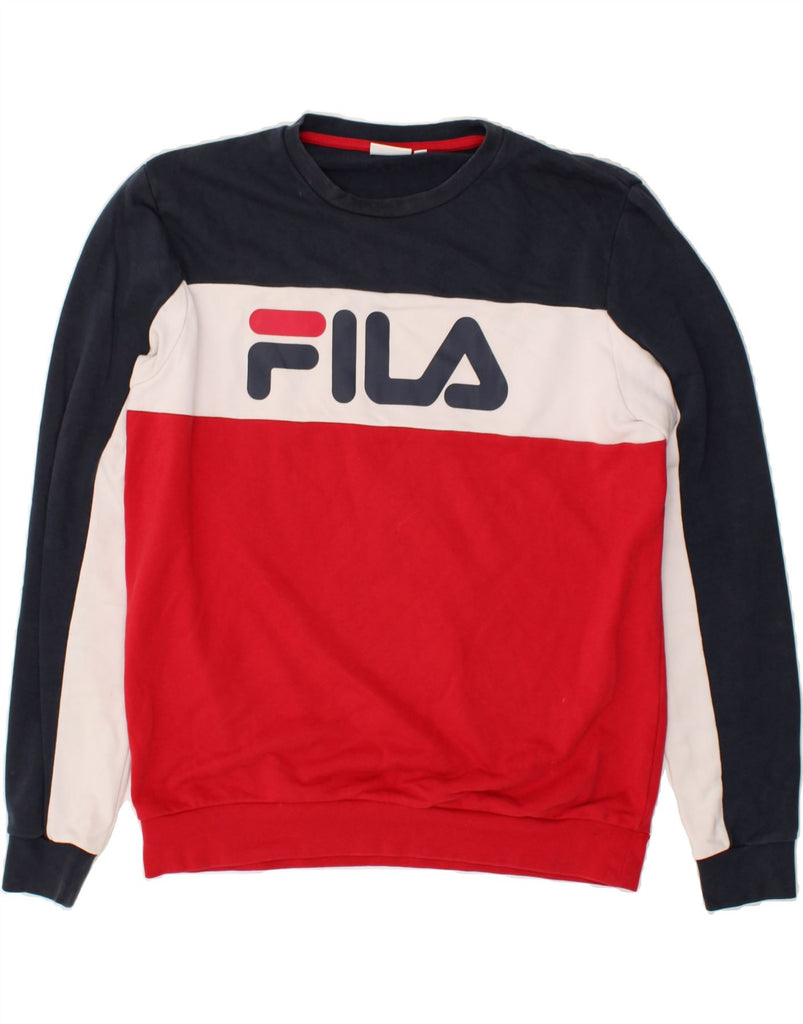 FILA Mens Graphic Sweatshirt Jumper Large Multicoloured Colourblock | Vintage Fila | Thrift | Second-Hand Fila | Used Clothing | Messina Hembry 