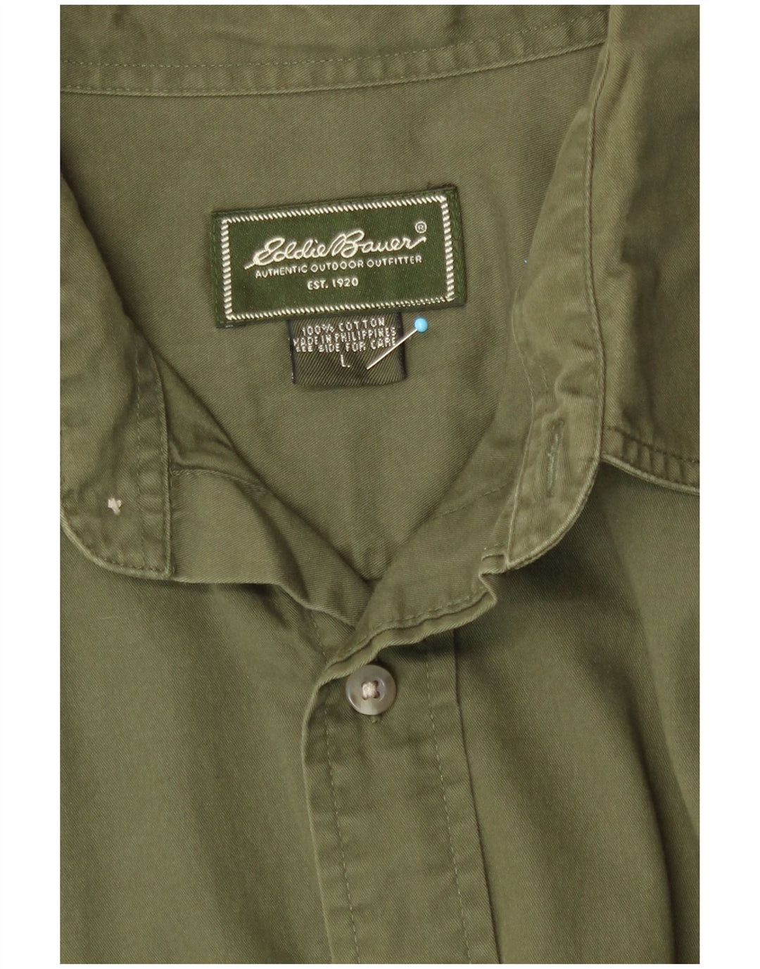 Eddie Bauer Mens Shirt Large Green Cotton