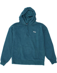 FILA Mens Hoodie Jumper Large Blue Cotton