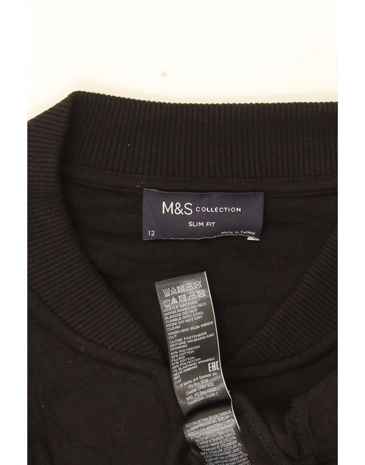 Marks & Spencer Womens Slim Fit Quilted Jacket UK 12 Medium  Black Cotton