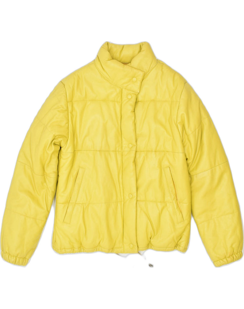 VINTAGE Womens Padded Jacket UK 14 Medium Yellow Polyester | Vintage Vintage | Thrift | Second-Hand Vintage | Used Clothing | Messina Hembry 