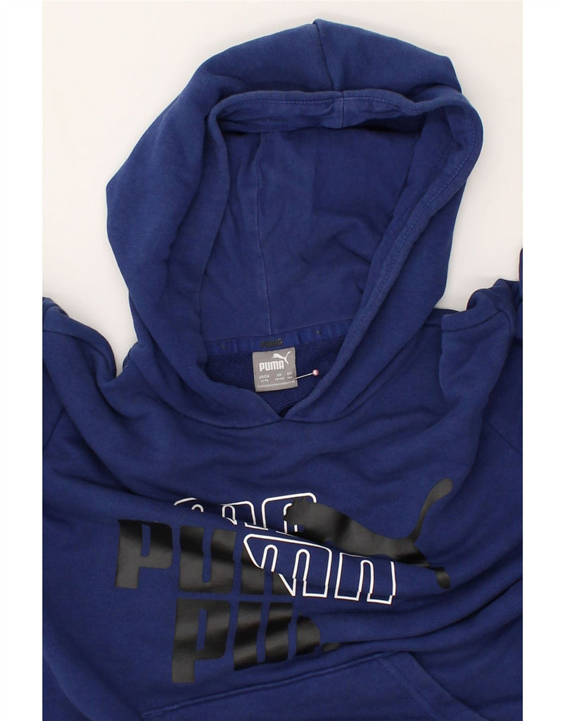 PUMA Boys Graphic Hoodie Jumper 13-14 Years Blue Cotton | Vintage Puma | Thrift | Second-Hand Puma | Used Clothing | Messina Hembry 