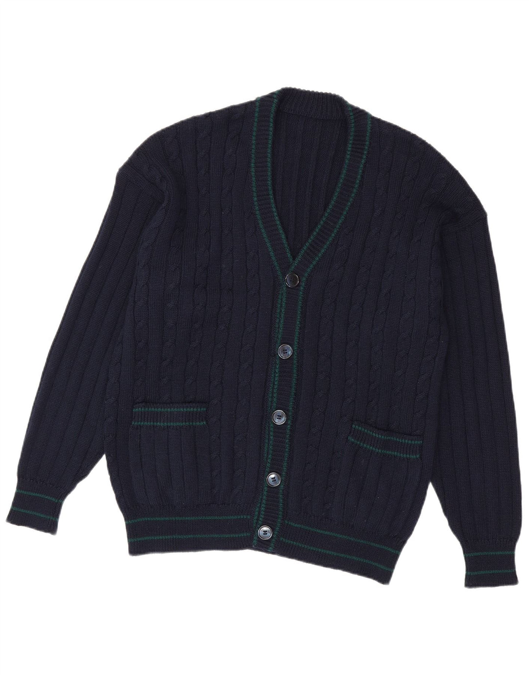Vintage Mens Cardigan Sweater Medium Navy Blue