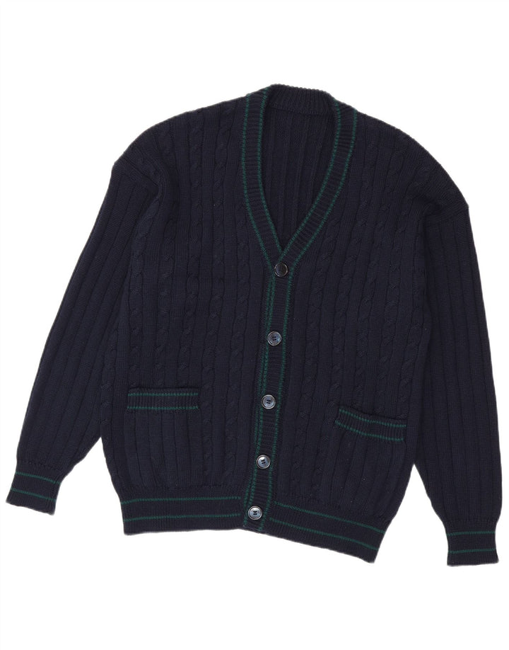 Vintage Mens Cardigan Sweater Medium Navy Blue