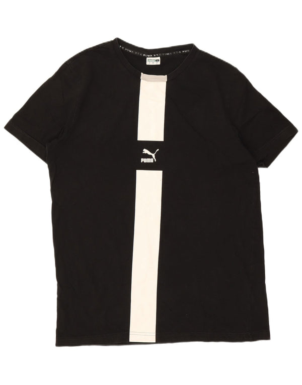 PUMA Mens T-Shirt Top Large Black Colourblock