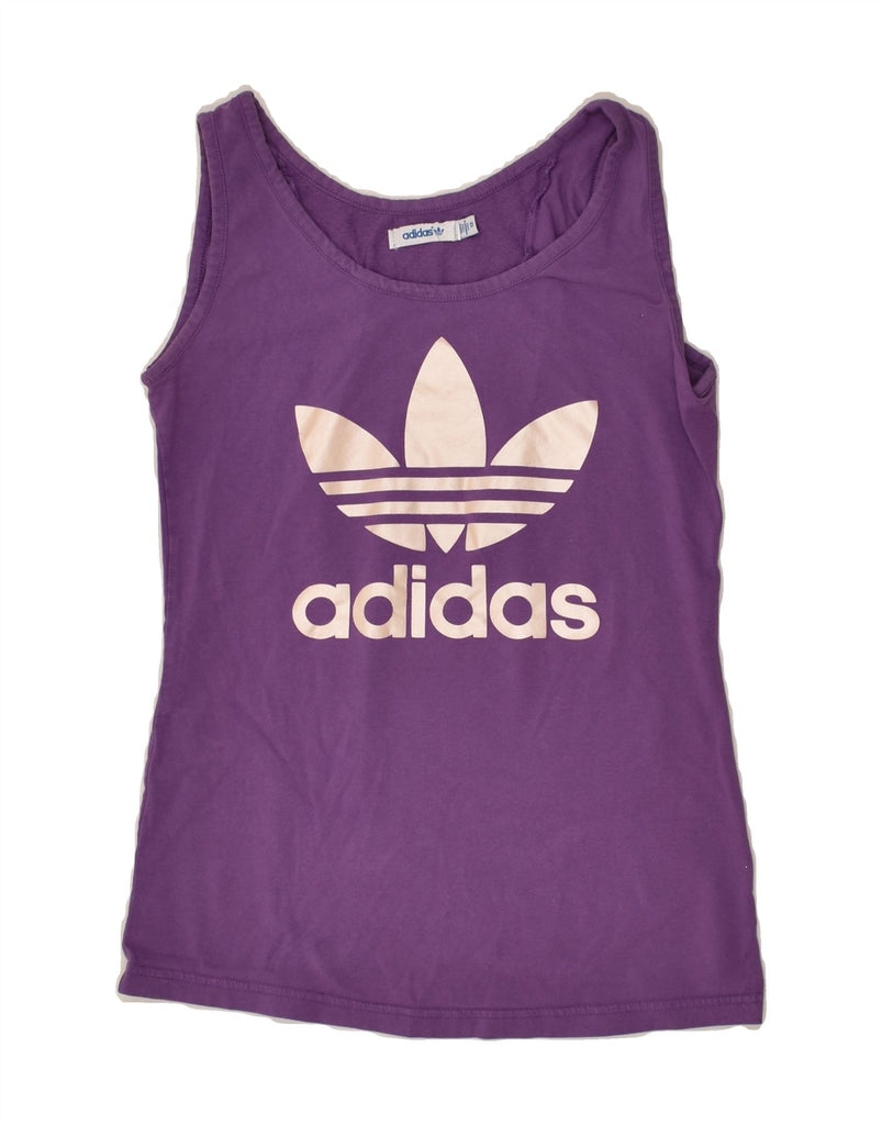 ADIDAS Girls Graphic Vest Top 11-12 Years Purple Cotton | Vintage Adidas | Thrift | Second-Hand Adidas | Used Clothing | Messina Hembry 